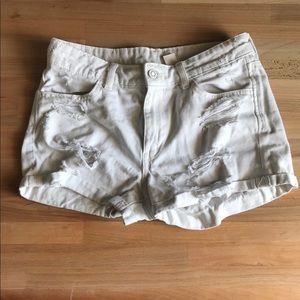 White Regular Waist Shorts